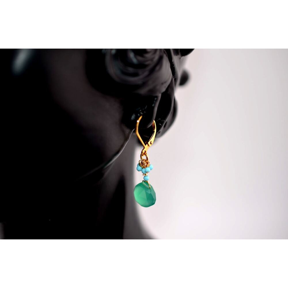 Rachel Reinhardt Turquoise and Green Onyx Cluster Earring